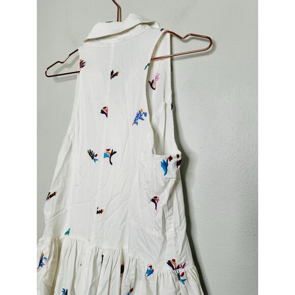 PRABAL GURUNG X RTR White Cotton Floral Embroidered Sleeveless Midi Dress 10 - Picture 14 of 16